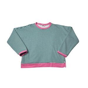 Pink Lily Neon Pink Mint Striped Boxy Oversized Sweatshirt M